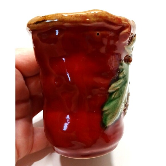 Kirkland's Ceramic Santa Boot Tea Light Holder Christmas Pine Cones Leaves Red - Picture 4 of 6